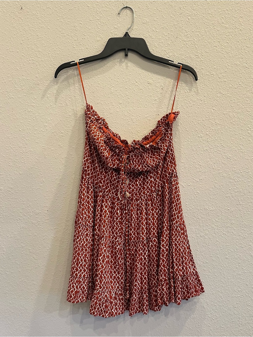 Skylar + Madison Boho Babydoll Tank Cami Rust Print Medium